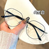 Student High-Appearance Myopia Glasses for Women, Artistic Plain Face Round Face Anti-Blue Light High-End Frame Glasses for Men