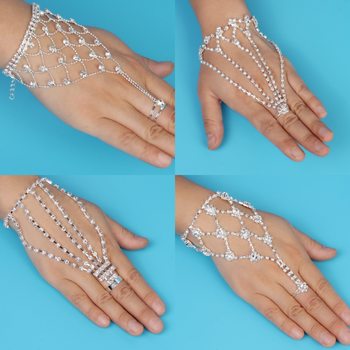 European and American MYYA Hot-selling Fashion Exquisite Rhinestone Finger Bracelet Women's Luxury Shiny Full Diamond Bracelet Open Ring