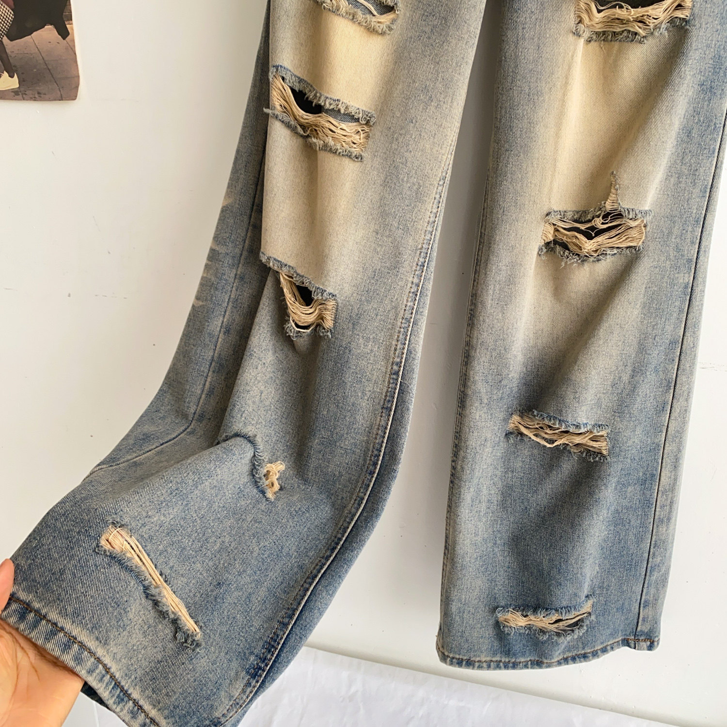 High Waisted Ripped Jeans for Women Loose Fit Vintage Style Casual Fashion All Seasons Wholesale Available