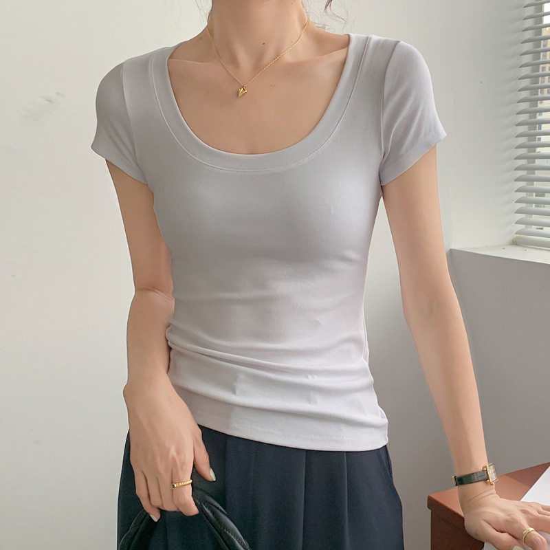 230g纯棉短袖t恤女2026夏天新款纯色圆领百搭简约打底衫韩版女装