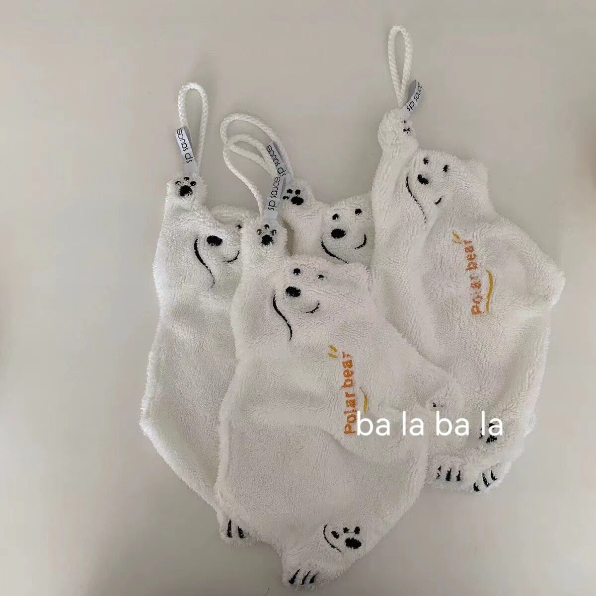 Hanging Kitchen and Bathroom Thickeneded Hand Towel Coral Velvet Water-Absorbent Quick-Drying Cross-Polar Bear Upgraded Hand Towel