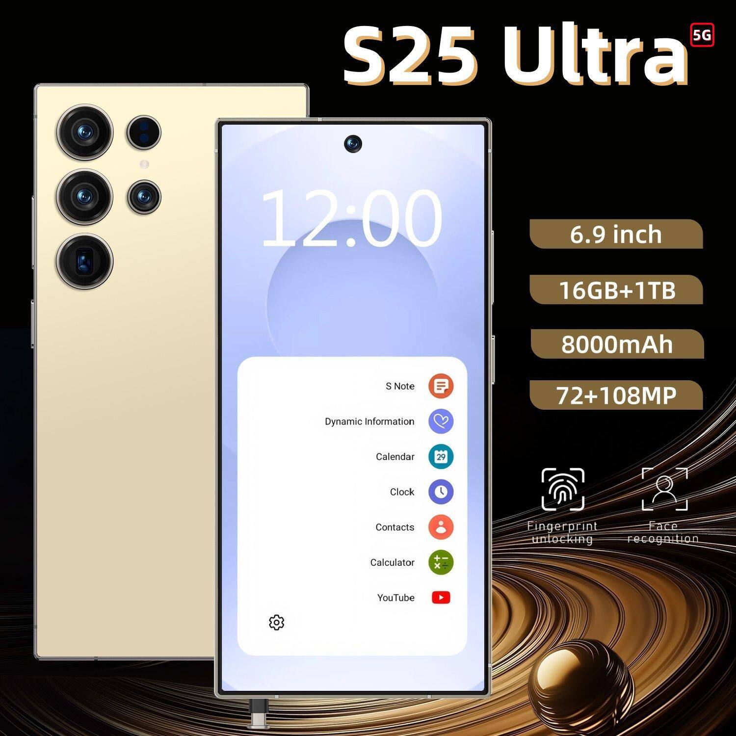 跨境手机新款S25 Ultra一体机真4G 6.8英寸大屏(3+64)