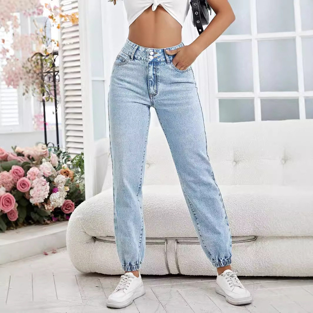 Womens Loose Fit Denim Pencil Pants Slimming Design Versatile Style Comfortable Fabric Casual Wear Ready to Ship