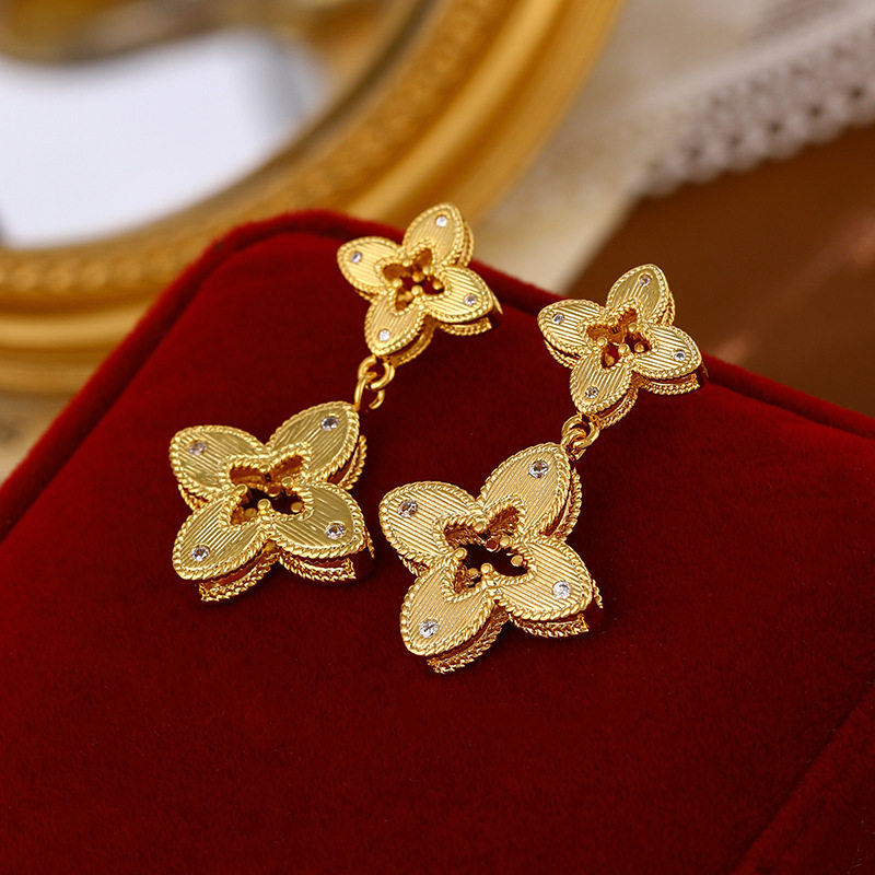 retro earrings, high-end, light luxury, niche style earrings, long silver needles, elegant style earrings, high-end