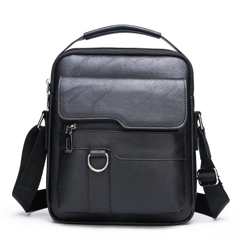 New Men's Shoulder Bag Business Casual Vertical Crossbody Bag Pu Soft Leather Handbag Small Square Bag Travel Backpack