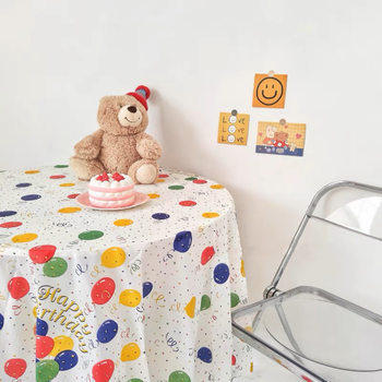Ins Colorfulful Balloon Disposable Plastic Tablecloth Picnic Cloth Kidsren's Birthday Party Tablecloth Camping Style Photo Props
