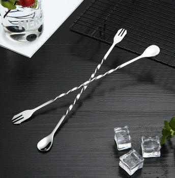 Stainless Steel Long Handle Mixing Spoon Double Head Bar Spoon Bar Cocktail Mixing Tool Long Handle Mixing Rod Spoon
