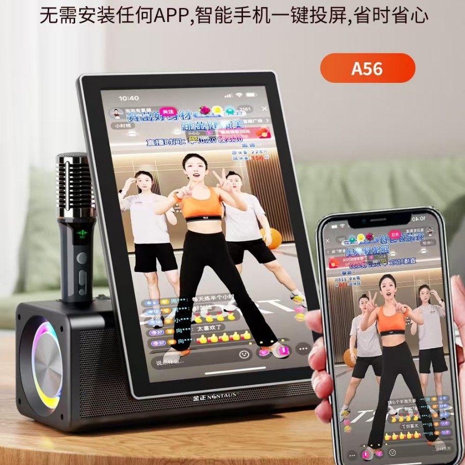 Jinzheng A56Pro Portable Network-Connected 15inch Video Audio Player Supports Wifi Wireless Mirroring of Mobile Phone Screen, Screen Can Be Rotated