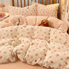 Winter Thickened Milk Velvet Four-Piece Set with Fleece Double-Sided Flannel Duvet Cover and Fleece Bed Sheet Dormitory Three-Piece Set Wholesale