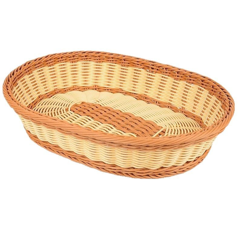 Imitation Rattan Fruit Basket Supermarket Snack Storage Basket Bread Fruit and Vegetable Basket Plastic Fruit and Vegetable Display Frame Storage