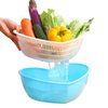Double-Layer Fruit and Vegetable Drain Basket Plastic Fruit Basin Vegetable Washing Basket Kitchen Living Room Home Vegetable Washing Basin Complete Set