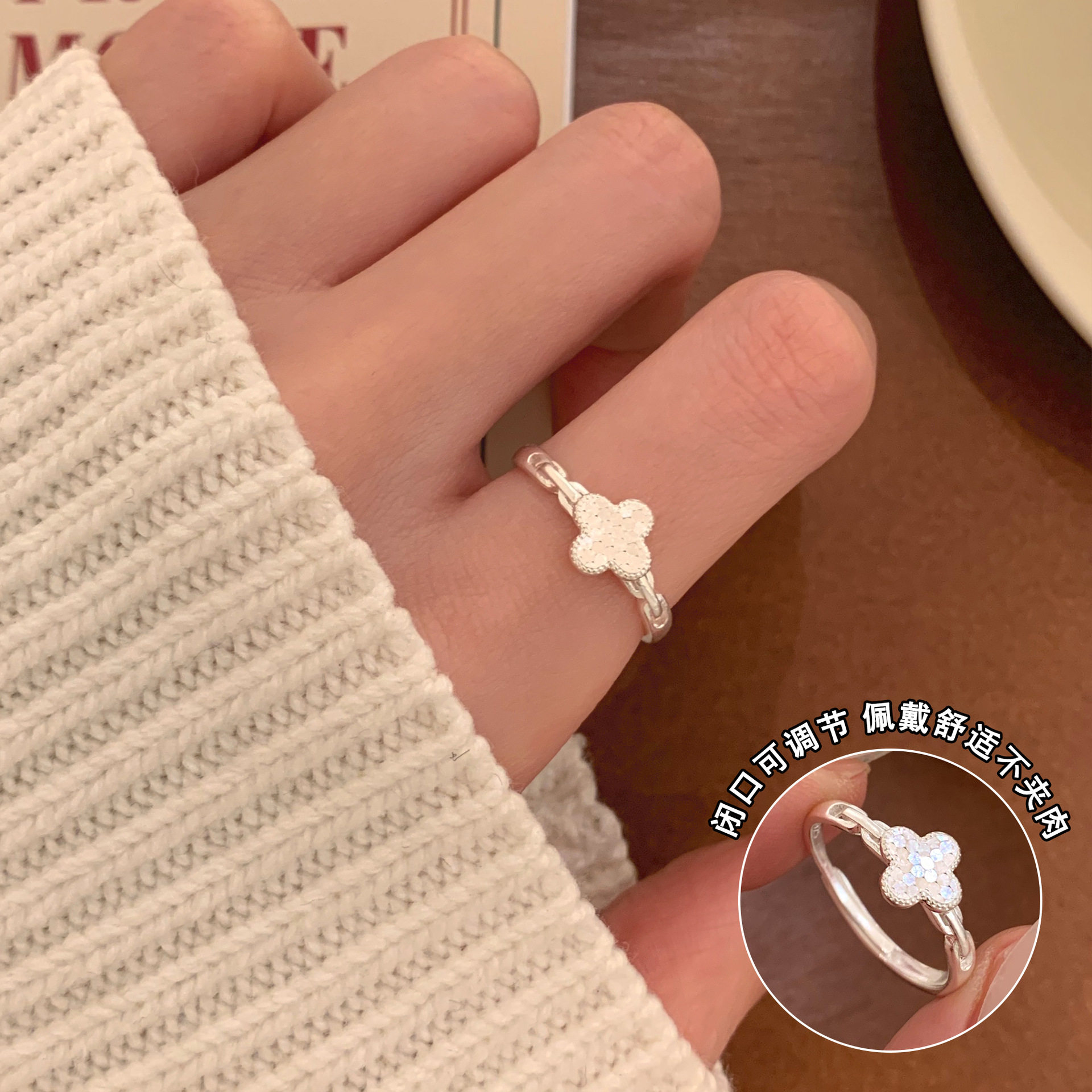 夏季复古重工925纯银戒指女小众轻奢高级感不掉色ins风百搭银饰品