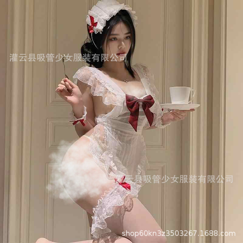 吸管少女性感纯欲cos厨娘女佣情调禁欲情趣内衣女仆制服睡裙1749