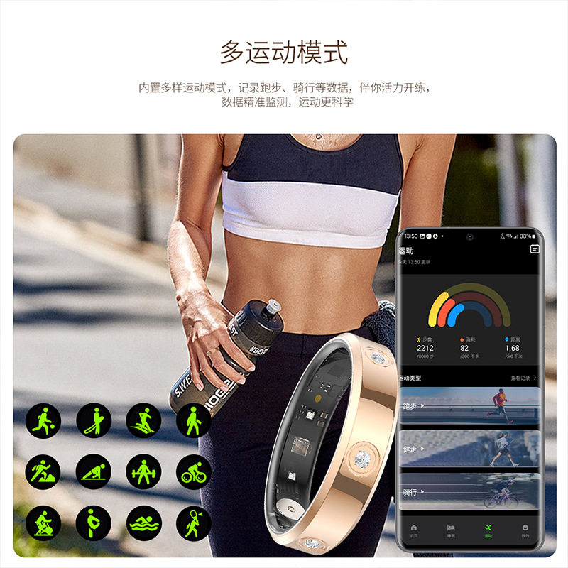 New Hr01 Smart Ring Heart Rate Blood Oxygen Sleep Body Temperature Health Detection Pedometer Sports Smart Ring Ring