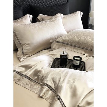 120 pcs high-end European-style jacquard high-count high-density long-staple cotton cotton four-piece cotton light luxury quilt cover for bed