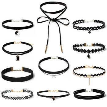 European and American New Accessories Fashion Short choker Neck Strap Necklace Set Collarbone Neck Chain Collar Women ins Explosions