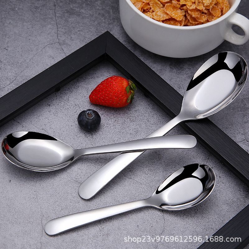 Stainless Steel Spoons for Daily Use, Deep Bowl Spoons, Household Soup Spoons, Children's Tableware Wholesale, Mirror Polished for Feeding