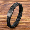 Cross-border Hot Selling Bracelet Stainless Steel Genuine Leather Bracelet Vintage Woven Titanium Steel Bracelet Factory Outlet
