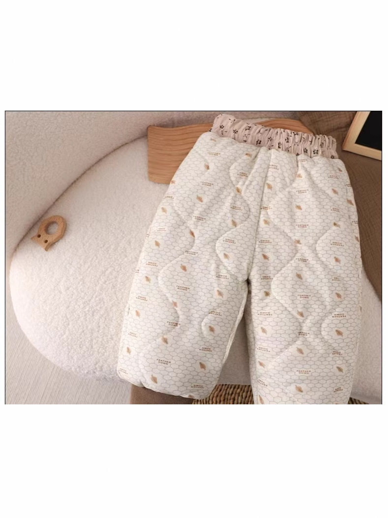 Girls' New Autumn & Winter Pants, Polka Dot Korean Style Floral Three-Layer Padded Trousers, Versatile Baby Cuffed Casual Long Pants