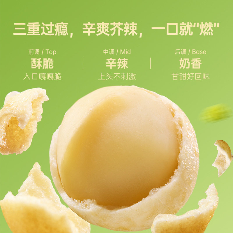 Ganyuan Df Series Wasabi-Flavored Macadamia Nuts with Salted Egg Yolk Flavor, Shelled Nuts, Box Size 32