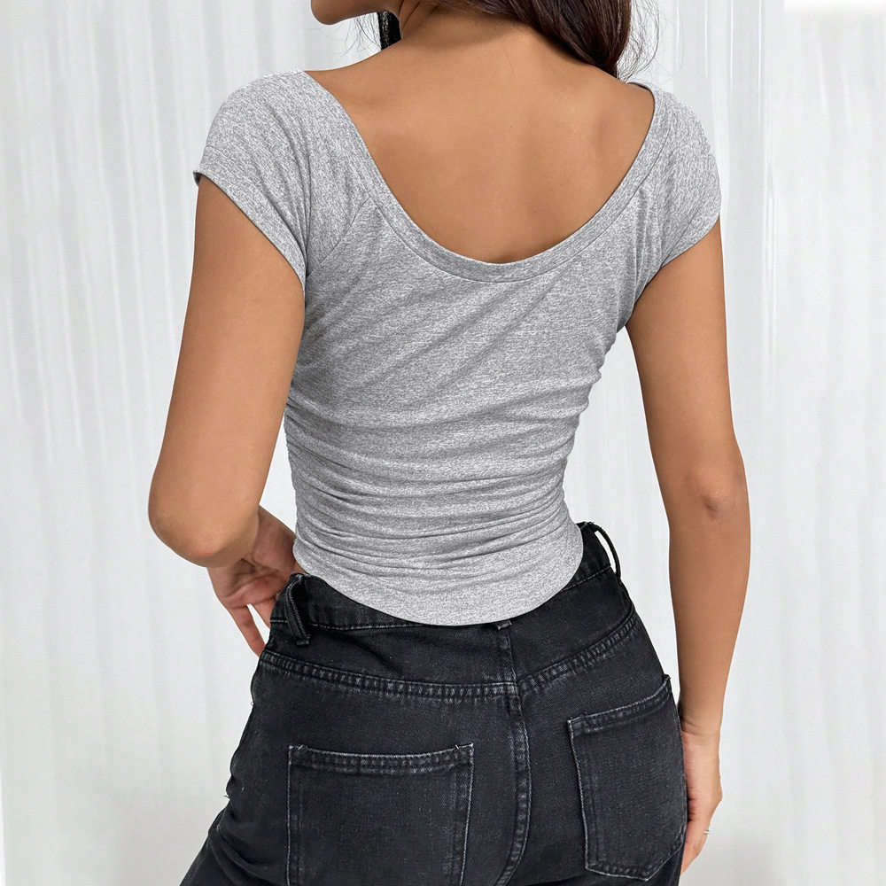 Womens Slim Fit Short Sleeve T Shirt Minimalist Design Versatile Summer Style Comfortable Fabric Wholesale Available