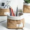 Jute Hanging Basket Small Desktop Sundry Storage Basket Cosmetics Storage Bucket Fabric Pen Holder Wall-Mounted Storage Basket