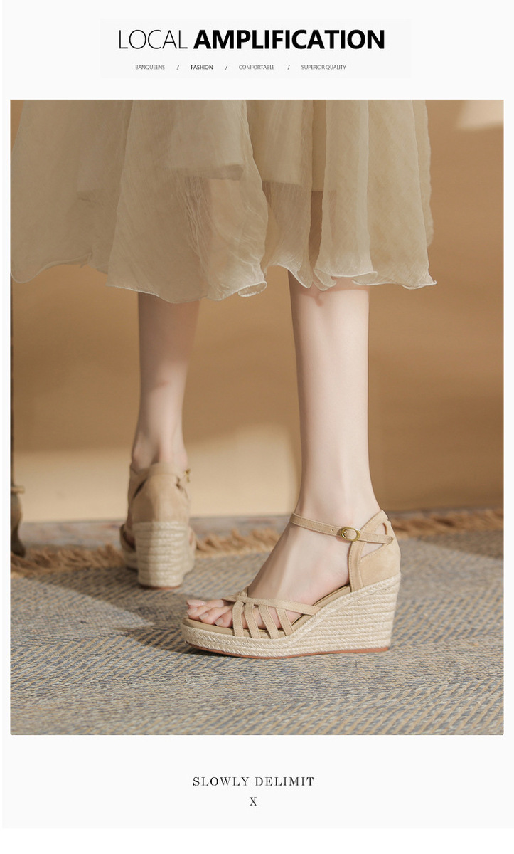 Sandal nữ gót xuồng đế cao 9cm quai mảnh hở mũi phong cách thanh lịch — Màu be, màu đen