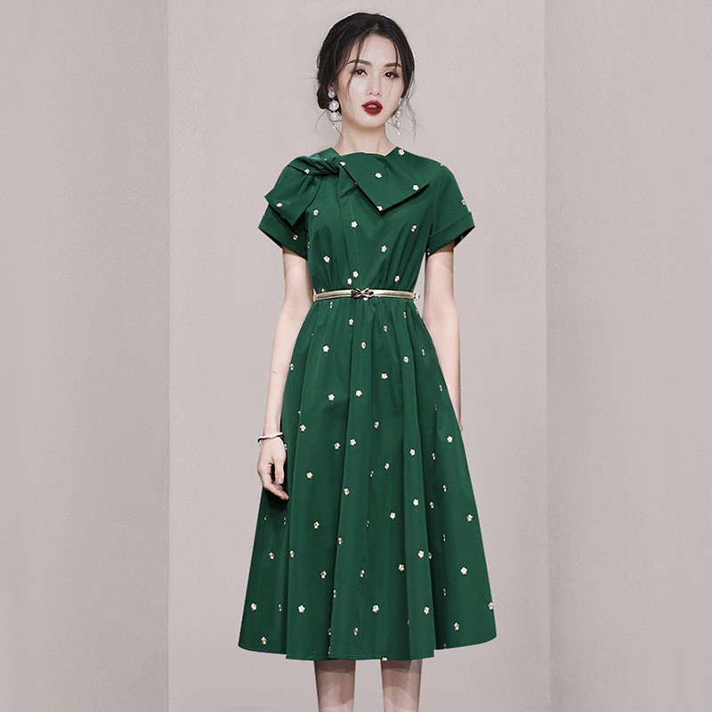 (Mới) Mã T2083 Giá 1060K: Váy Đầm Liền Thân Nữ Juouh Thắt Nơ Bướm Hàng Mùa Hè Thêu Họa Tiết Hoa Thời Trang Nữ Chất Liệu G03 Sản Phẩm Mới, (Miễn Phí Vận Chuyển Toàn Quốc).