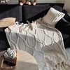 Niche Hand-Knitted Thick Woolen Thread Nordic Tassel Ins Blanket Bedroom Blanket Sofa Blanket