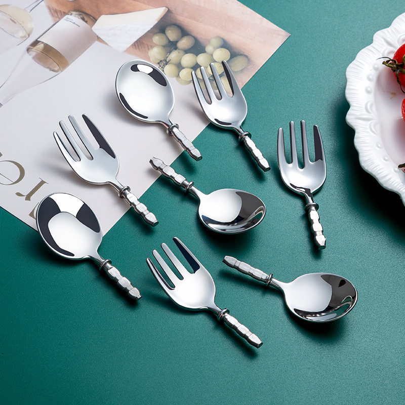 316 children's short handle fork spoon semi-finished stainless steel fork spoon baby eating spoon auxiliary spoon head plug-in embryo