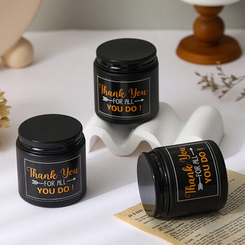 Cross-Border Scented Candle Black Glass Smokeless Handmade Soy Wax Scented Candle Fragrance Souvenir Wholesale