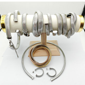 Stainless Steel Goose Throat Chain Bracelet Open Goose Throat Chain Bracelet Goose Throat Collar Telescopic Elastic C Shape Earrings 8 Buckle