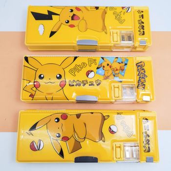 Pikachu student stationery box Bao Ke Meng peripheral large capacity cartoon pencil case Primary School student gift kindergarten.