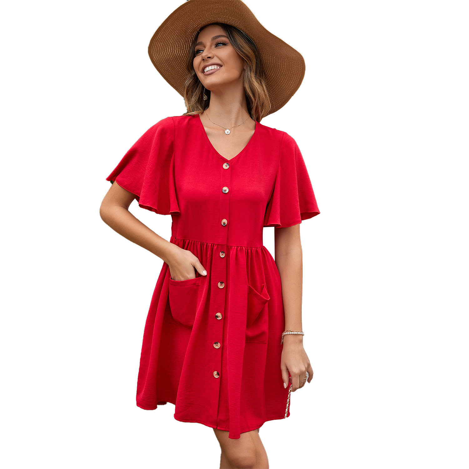 Vintage Court Style V Neck Elegant Dress Retro Design Flowy Fabric Suitable for Parties Wholesale Available