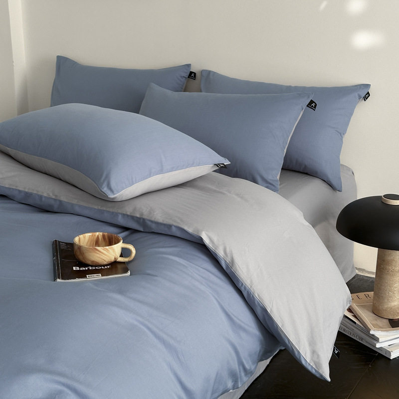 Pure Cotton Four-Piece Set, Class a Maternal and Infant Grade Pure Color Cotton Quilt Cover, Bed Sheets, Fitted Bed Sheets, Bedding