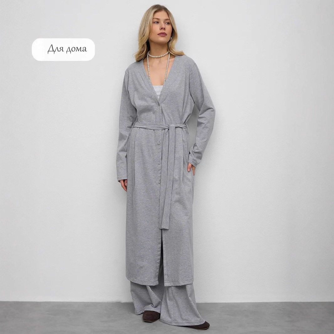 Long Modal Cardigan with Belt Loose Fit Button Closure Cozy Style Perfect for Casual Wear or Layering Wholesale