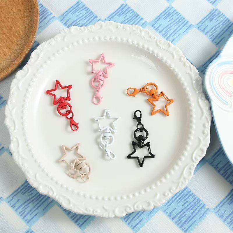 Colorful Five-Pointed Star Hanging Lobster Clasp Rotating Candy Color Metal Accessories DIY Keychain Bag Pendant Jewelry Accessories