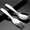 Cross-Border 304 Stainless Steel Kidsren's Spoon and Fork Baby Short Handle Food Supplement Tableware Eating Spoon Wide Handle Flats Spoon