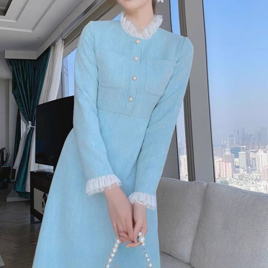 Elegant Womens Dress Slimming Fit Waist Defined French Style Perfect for Spring and Autumn Wholesale Available