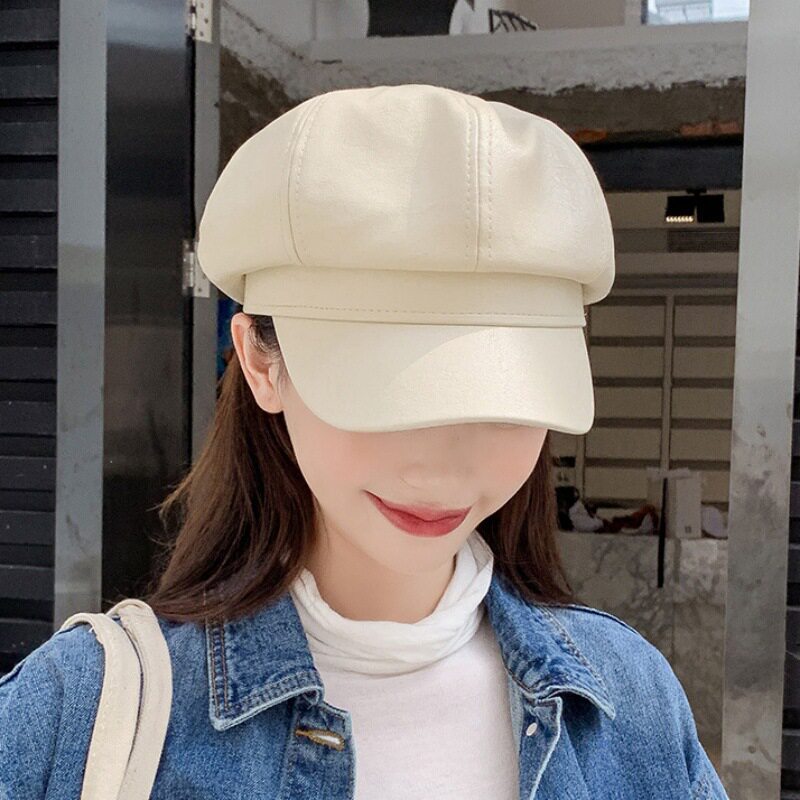 报童帽女式户外活动步行驾驶高尔夫和日常经典时尚舒适皮革贝雷帽