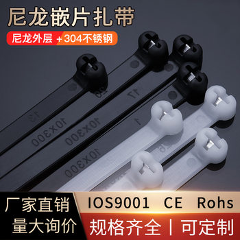 Marine-Grade 304 Nylon Embedded Cable Ties, Stainless Steel Cable Ties, Durable Wire and Cable Ties, Self-Locking Type 5*300