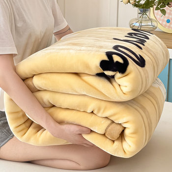 Thickened Super Soft Cloud Blanket Raschel Blanket Winter Fleece-Lined Nap Blanket Single Dormitory Student Coral Blanket
