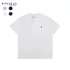 Rl Qr Code Scannable Pure Cotton Embroidered T-Shirt for Men and Women, High-Quality Heavyweight Round Neck Short-Sleeve Versatile Multi-Color T-Shirt Wholesale