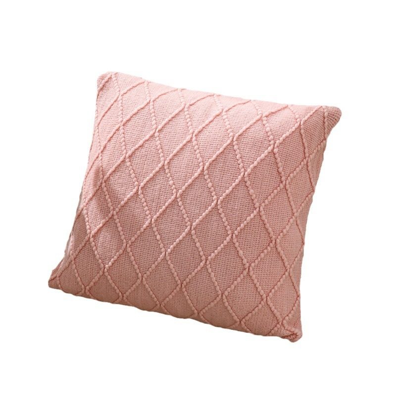 Nordic Solid Color Woven Model Room Knitted Pillow Living Room Sofa Decorative Cushion Plain Color Bedroom Wool Pillow Core