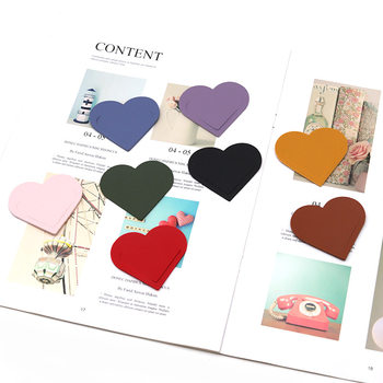 PU leather love bookmark book leaf card holder book holder book protective cover heart-shaped mark holder for office stationery
