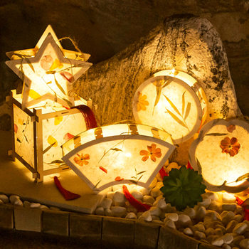 2025 Handmade Intangible Cultural Heritage Flower and Grass Paper Lantern DIY Material Package Handmade Lantern Ancient Style Palace Lantern Han Dynasty Satchel Lantern