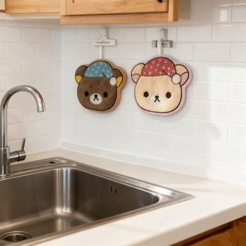 Rilakkuma Hand Towel Cute Cartoon Hanging Absorbent Quick-Drying Thickeneded Kitchen Bathroom Soft Plush Handkerchief