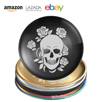 Cross-border New 20cm Stainless Steel Dinner Plate Laser Skull Pattern Outdoor Tableware Dinner Halloween Party