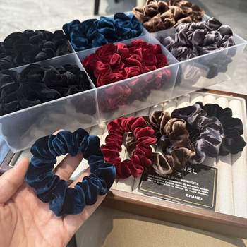 [Real Shot]French Retro Velvet Scrunchie Plush Hair Tie Bun Hair Rope Hair Accessory Wholesale