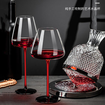 Light Luxury Burgundy Black Red Bow tie Crystal Wine Glass Household Black Goblet Decanter Wine suit Wholesale